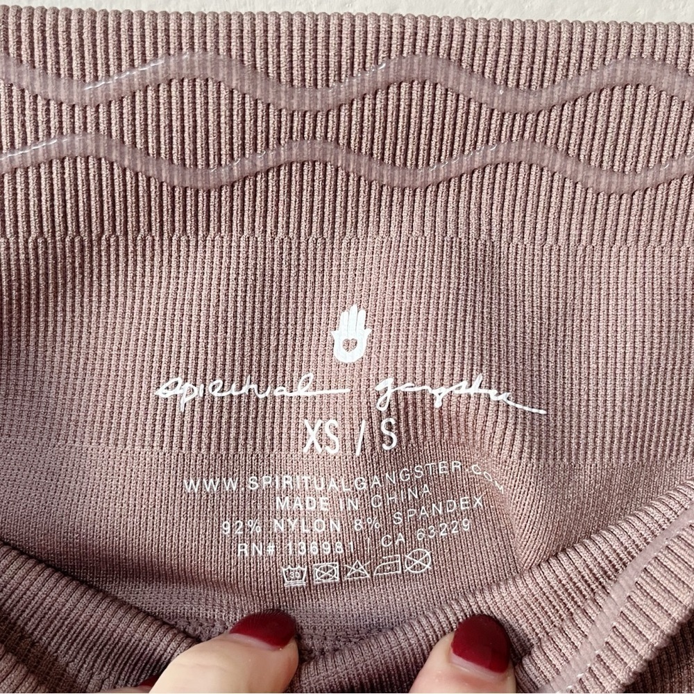 Spiritual Gangster Amara Wide Rib Biker Short Rich Mauve Size XS/Small NEW - Picture 11 of 11